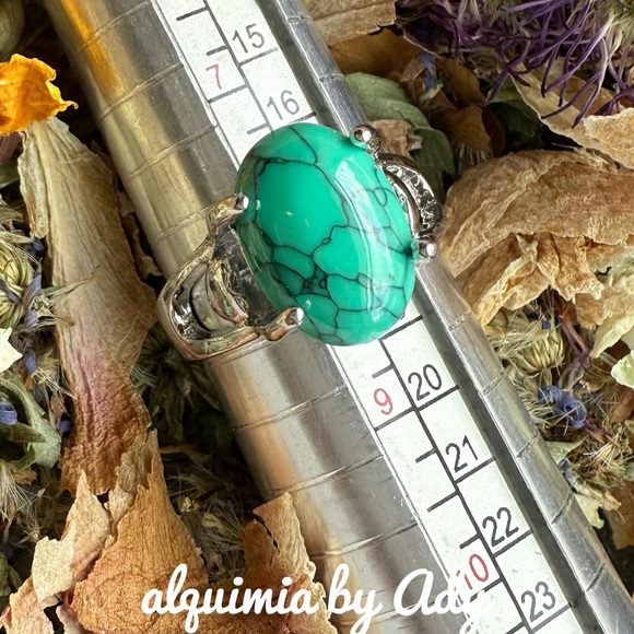 Turquoise and silver gem ring/Victorian silver ring/Turquoise and silver/boho - Picture 1 of 3